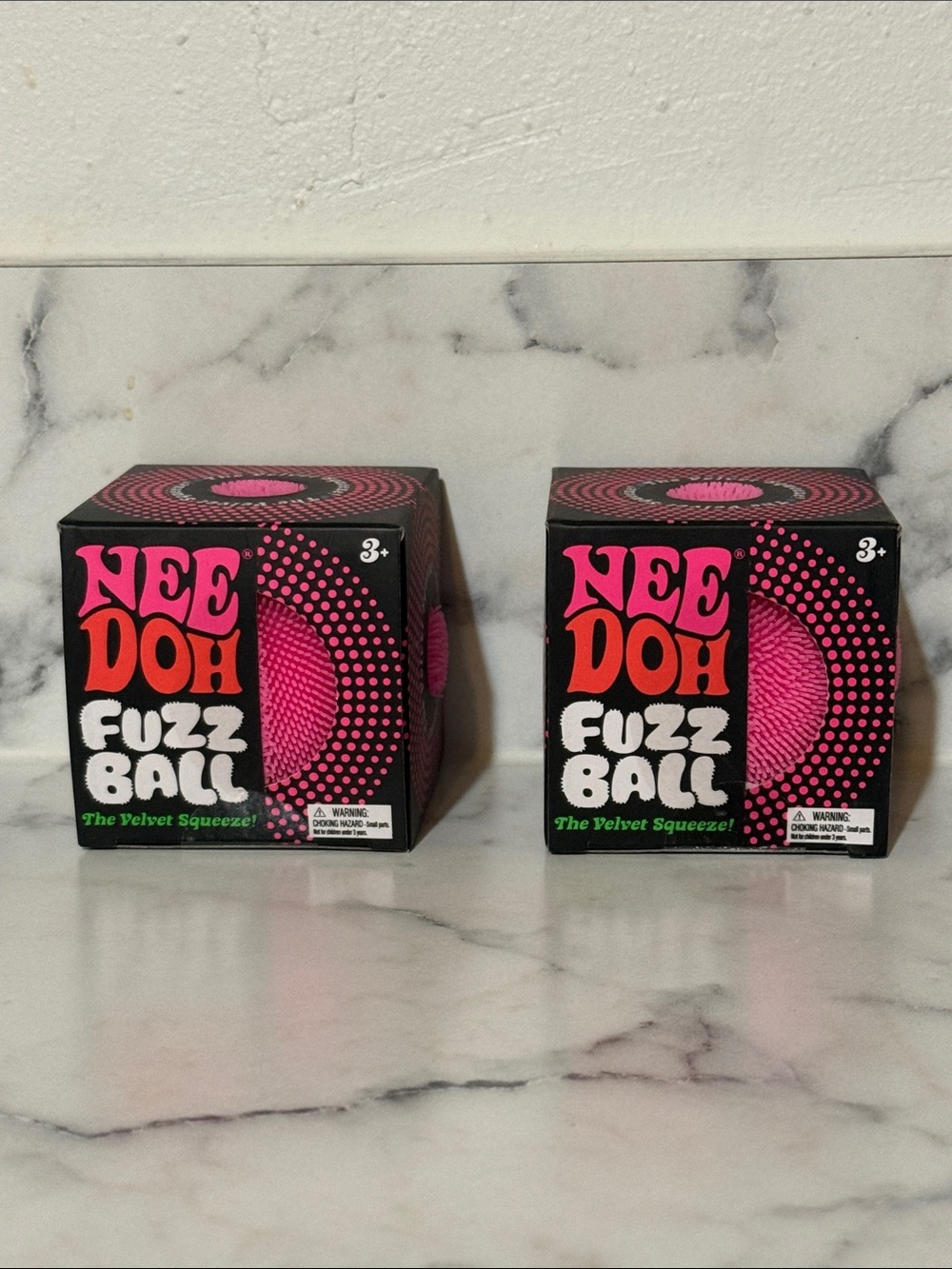 Nee Doh fuzz ball the velvet squeeze - Lot of 2 Pink